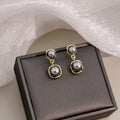 Elegant French Vintage Irregular Gray Pearl Drop Earrings With 925 Silver Needle And Alloy Frame Earrings view 3