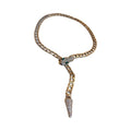 European Style Alloy Rhinestone Snake Sweater Necklace Statement Animal Collarbone Chain view 5