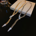 European Style Alloy Rhinestone Snake Sweater Necklace Statement Animal Collarbone Chain view 4
