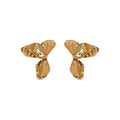 Irregular Crumpled Metal Flower Drop Earrings With Silver Pin Minimalist Statement Style view 5