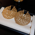Vintage Hollow Round Disc Metal Earrings Geometric Statement Fashion Ear Cuffs view 4