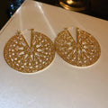 Vintage Hollow Round Disc Metal Earrings Geometric Statement Fashion Ear Cuffs view 2