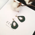Red Black and Green Wood Look Layered Teardrop Stud Earrings view 4