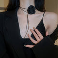 Handmade Fabric Faux Rose Flower Necklace Elegant Designer Clavicle Choker For Fashion Commuting view 1