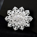 Blue Silver Tone Flower Crystal Metal Brooch Pin for Jackets and Lapels view 4