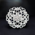 Blue Silver Tone Flower Metal Brooch Pin for Jackets and Lapels view 4