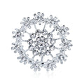 Silver Tone Flower Crystal Metal Brooch Pin 2 cm for Jackets and Lapels view 1