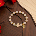 New Chinese Style Jade Rabbit Beaded Fu Character Bracelet, Vintage Cute Bunny Design Hand Jewelry view 4