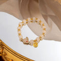 New Chinese Style Jade Rabbit Beaded Fu Character Bracelet, Vintage Cute Bunny Design Hand Jewelry view 2