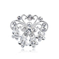 Silver Tone Butterfly Crystal Metal Brooch Pin 3.1 x 3.4 cm view 1