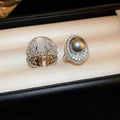 French Light Luxury Faux Pearl Oval Geometric Ring For Women New Chinese Commuter Style view 4