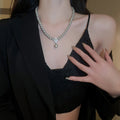 French Style Faux Pearl Zircon Waterdrop Pendant Sweater Necklace, Vintage Light Luxury Jewelry view 3