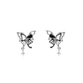 Dark Liquid Butterfly Hollow Enamel Alloy Asymmetric Pentagram Tassel Sweet Cool Drop Earrings view 5