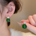 French Fresh Style Faux Pearl Zircon Geometric Round Stud Earrings For Workwear view 3