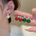 French Fresh Style Faux Pearl Zircon Geometric Round Stud Earrings For Workwear view 2