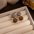 Vintage Maillard Brown Irregular Resin Bead Drop Earrings With Alloy Pins, Elegant Autumn Winter Earrings view 4