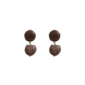 Vintage Maillard Brown Irregular Resin Bead Drop Earrings With Alloy Pins, Elegant Autumn Winter Earrings view 5