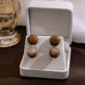 Vintage Maillard Brown Irregular Resin Bead Drop Earrings With Alloy Pins, Elegant Autumn Winter Earrings view 3