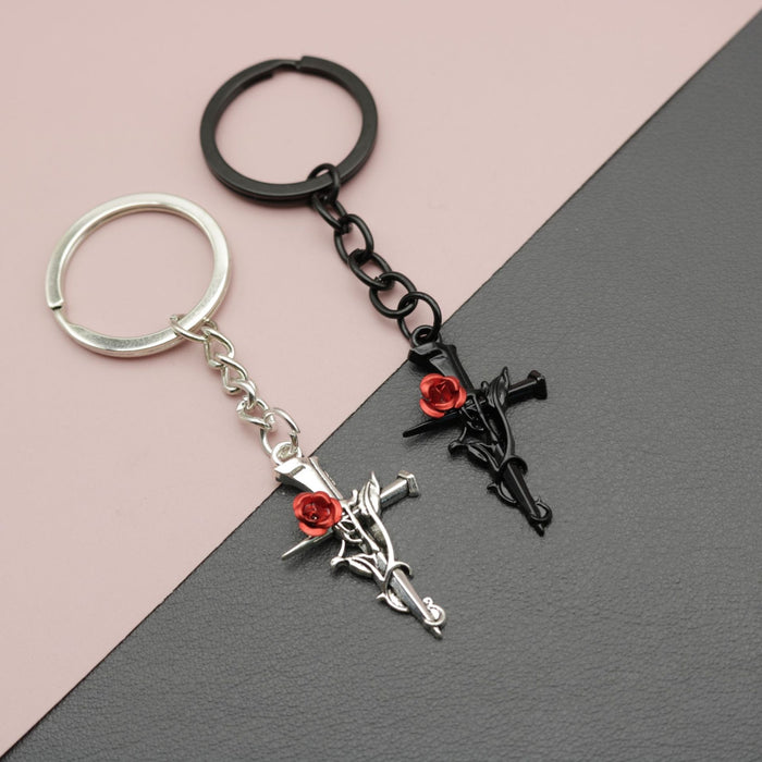 Zinc Alloy Minimalist Cross Keychain Bag Charm Gift