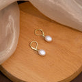 Elegant Korean Minimalist Baroque Pearl Leverback Metal Drop Earrings Light Luxury Fashion Earrings view 3