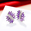Luxury Purple Floral Zircon Stud Earrings, Korean Retro Mysterious Fashion Ear Jewelry view 2