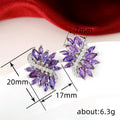 Luxury Purple Floral Zircon Stud Earrings, Korean Retro Mysterious Fashion Ear Jewelry view 4