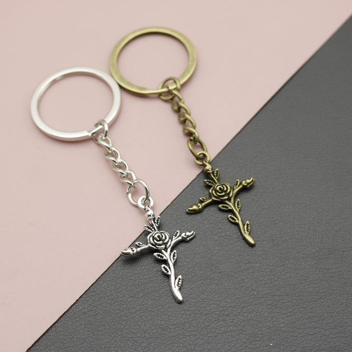 Zinc Alloy Simple Cross Keychain Bag Charm Gift