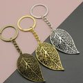 Metal Minimalist Leaf Keychain Bag Charm Key Ring Gift view 1