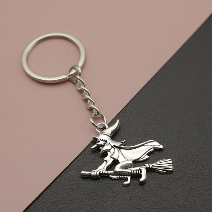 Metal Witch Broom Keychain Bag Charm