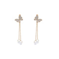 Luxury Rhinestone Butterfly Long Tassel Chain Drop Earrings With Crystal Bead Detachable Earrings view 5