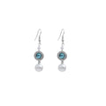 Elegant French Luxury Blue Crystal Rhinestone Round Geometric Pearl Tassel Dangle Hook Earrings view 5