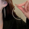Metal Minimalist Round Plain Hoop Earrings With Silver Posts For Commute Style view 4