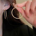 Metal Minimalist Round Plain Hoop Earrings With Silver Posts For Commute Style view 3