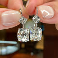 Elegant Square Zircon Rhombus Earrings, Hong Kong Style Sparkling Versatile Fashion Ear Jewelry view 1