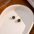 Elegant 925 Silver Needle Round Tiger Eye Stone Studs, Minimalist Maillard Style Women's Earrings view 4