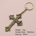 Zinc Alloy Minimalist Cross Keychain Key Ring Gift – Antique Copper view 2