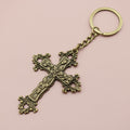 Zinc Alloy Minimalist Cross Keychain Key Ring Gift – Antique Copper view 6