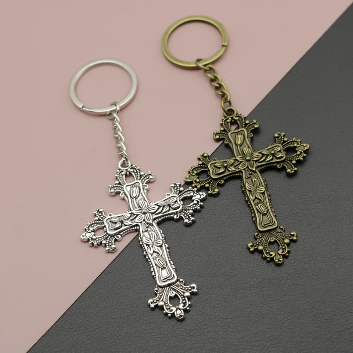 Zinc Alloy Minimalist Cross Keychain Key Ring Gift – Antique Copper