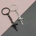 Zinc Alloy Simple Cross Keychain For Bag Charm Gift – Black view 1