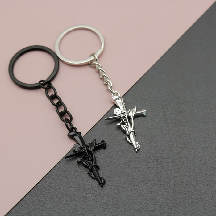 Zinc Alloy Simple Cross Keychain For Bag Charm Gift – Black