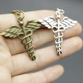 Metal Double Snake Caduceus Keychain Bag Charm Gift view 3