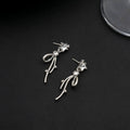 Elegant 925 Silver Needle Long Dangle Star Rhinestone Crystal Luxury Sparkling Drop Earrings view 2
