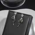 Elegant 925 Silver Needle Long Dangle Star Rhinestone Crystal Luxury Sparkling Drop Earrings view 3