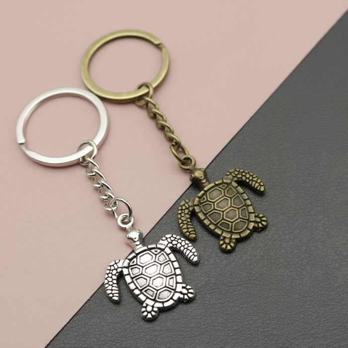 Metal Sea Turtle Keychain Bag Charm Gift Key Ring
