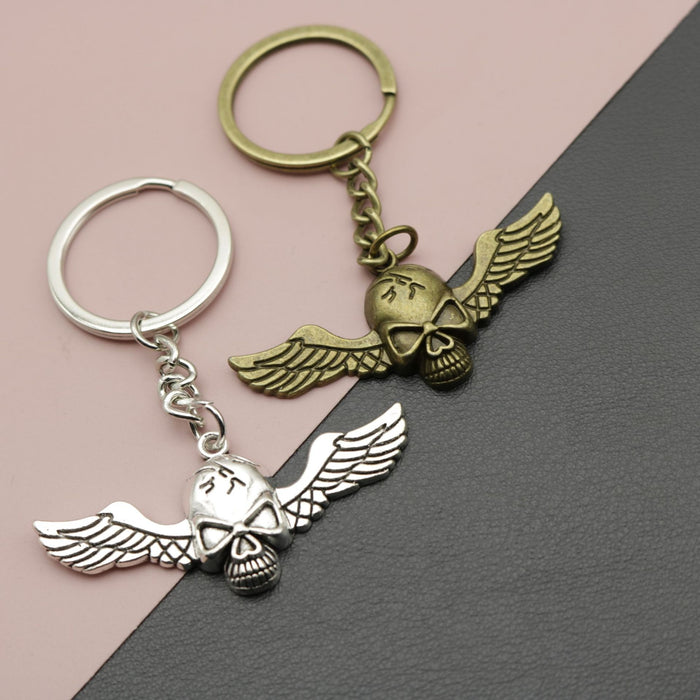 Zinc Alloy Wing Skull Keychain Gothic Bag Charm Gift