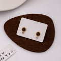 Vintage Luxury Tiger Eye Stone Round Geometric Gold Alloy Rhinestone Stud Drop Women's Fashion Earrings view 4