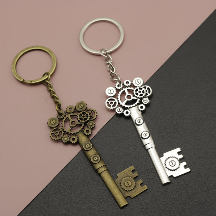 Zinc Alloy Gear Key Shape Keychain Creative Key Ring Gift