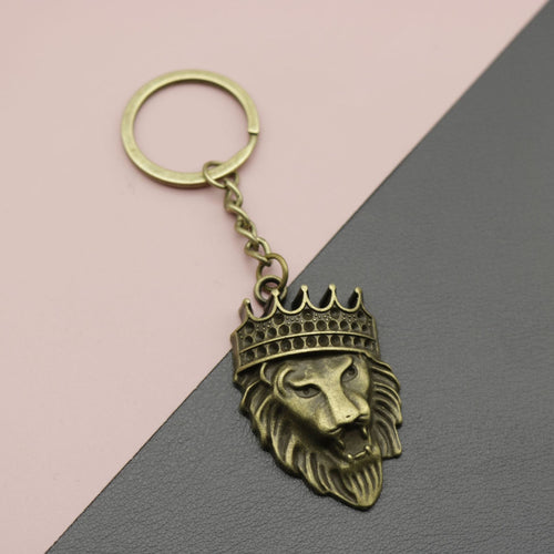 Zinc Alloy Crown Lion Keychain Bag Charm Gift