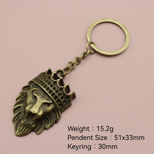 Zinc Alloy Crown Lion Keychain Bag Charm Gift