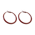 Vintage Red Geometric Round Metal Hoop Earrings With Silver Pins For Women view 5